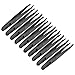 uxcell 93305 Plastic Anti-static Tweezers, Precision Slant Tip for Jewelry Craft DIY Beauty Electronics Repair Tool Black 10 Pcs