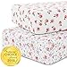 Crib Sheet Set for Girls - Universal Fitted Crib Sheets for Standard Baby or Toddler Mattress - 2 Pack - White Nursery Bedding Sheets - Jersey Knit Cotton - Super Soft and Safe for Babies Petal primary