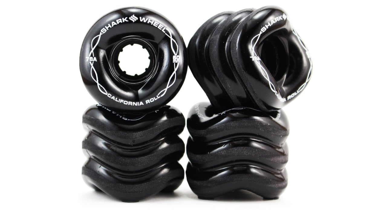 Photo 1 of Shark Wheel 60 mm 78a, Skateboard Cruising Wheels, California Roll, Black, Set of 4 Wheels