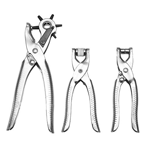 3Pcs Leather Belt Card Hole Punch & Eyelet Plier& Snap Button Grommet Tool Kit