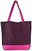 Ever Moda Polka Dot Tote Bag (Black Pink)