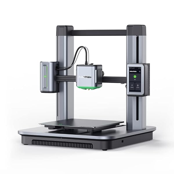 ANKERMAKE M5 3D PRINTER, POWERBOOST, HIGH SPEED UPGRADED TO 500 MM/S, FAST MODE, SMOOTH DETAIL, INTUITIVE CONTROL, ERROR DETECTION WITH AI CAMERA, AUTO-LEVELING, INTEGRATED DIE-CAST ALUMINUM ALLOY