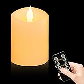 Woocodowe Realistic Flickering Flameless Candles with Timer - Battery-Powered 4 Inch Ivory LED Pillar Candle for Weddings, Valentine's Day & Indoor/Outdoor Decor - Safe for Kids/Pets (1-Pack)