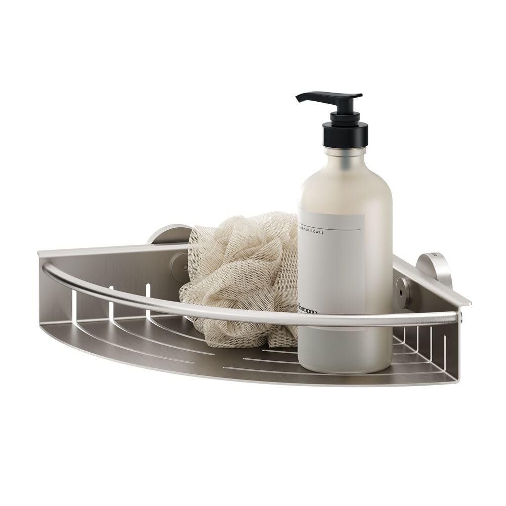 Tiger Boston Corner Shower Basket Large, Stainless Steel Brushed, 24.7 x 6 x 24.7 cm