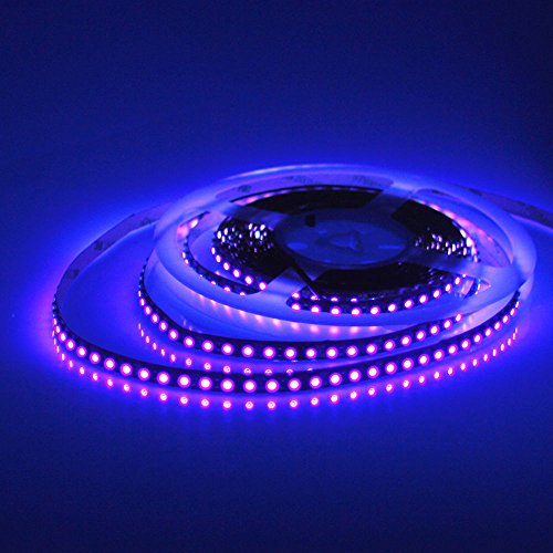 Alarmpore(TM) Black PCB 16.4ft 5M UV 395nm 3528 SMD Purple 600Leds LED Flexible Strip rope Light lamp 12V DC (600Leds NonWaterproof Black PCB)
