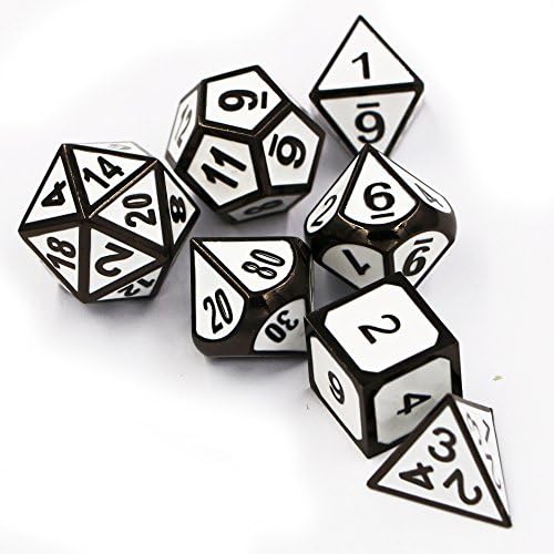 Dungeons &amp; Dragons 7pcs/set Creative RPG Dice D&amp;D Metal Dice Enamel White Black Digital DND Game Dice