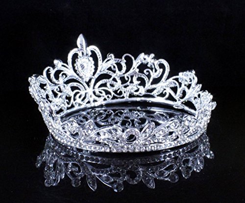 Janefashions 5.5cm High Crystal Rhinestone 4 Women Girl Hair Tiara Crown Party Silver T12108