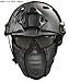 Jadedragon PJ Tactical Fast Helmet & Protect Ear Foldable Double Straps Half Face Mesh Mask & Goggle (Black Python Lines)