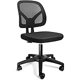 KOLLIEE Armless Office Chair Mesh Ergonomic Small Desk Chair Armless Adjustable Swivel Black Computer Task Chair No Armrest M