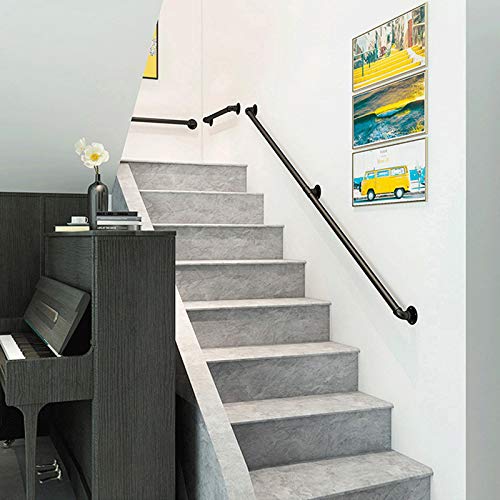 Gorssen Handrail Staircase, Wrought Iron Pipe Design Stairs, Home Security Fence for the Elderly and Children Indoor and Outdoor Stair Railing, 270 cm