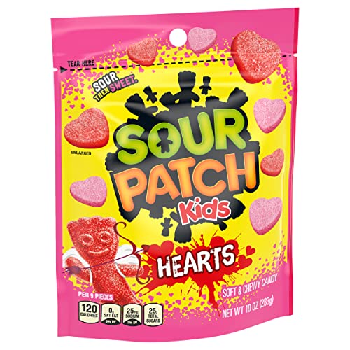 SOUR PATCH KIDS SOFT & CHEWY VALENTINES DAY CANDY HEARTS, 10 OZ