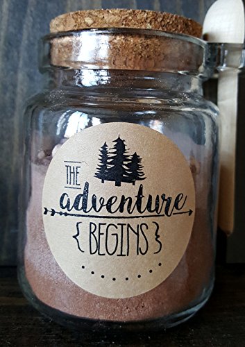Kraft brown paper stickers and stationery envelope seals for weddings, bridal showers, baby showers and parties 60 ct "the adventure begins"