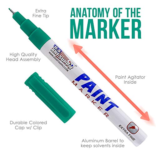 U.S. Art Supply 18 Color Set of Extra Fine Point Tip Oil Based Paint Pen Markers - Permanent Ink That Works on Most Surfaces Glass, Wood, Metal, Rubber, Rocks, Stone, Arts, Crafts & Tools