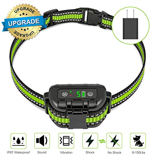 oneisall Bark Collar Large Dog- Upgraded No Bark Collar Rechargeable Waterproof Dog Anti Barking Control Devices-Shock Collar for Small Medium Dogs-No Harm Shock Smart Detection