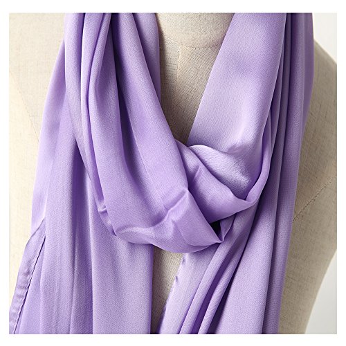 Bellonesc Silk Scarf 100% Silk Long Lightweight Sunscreen Shawls for Women (Pink Purple)