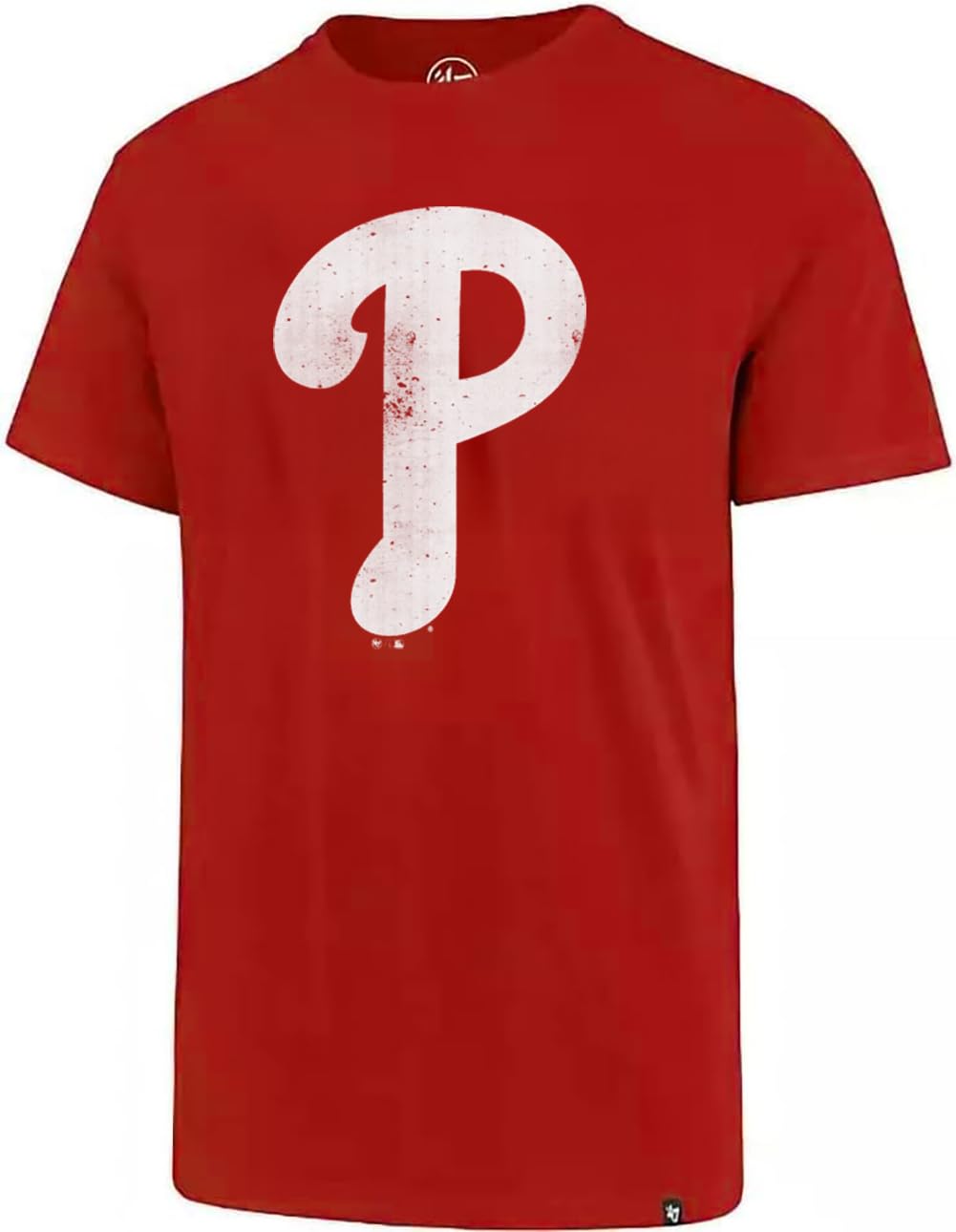 MLB Men's Distressed Imprint Match Team Color Primary Logo Word Mark T-Shirt (Philadelphia Phillies Red, XX-Large) Image