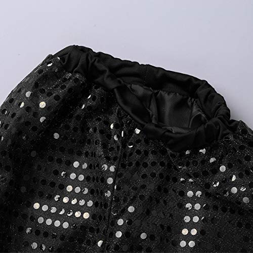 inhzoy Kids Boy's Girl's Sequins Long Sleeve Hooded Tops with Pants Set for Hip-hop Jazz Performance Costume Street Dance Black 10-12