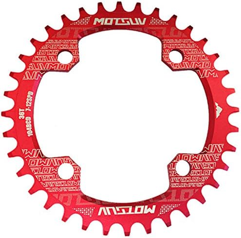 Round Chainrings Circle Shape 32T/34T/36 104BCD MTB Chainring Chainwheel Crankset Single Plate (RED, 32)
