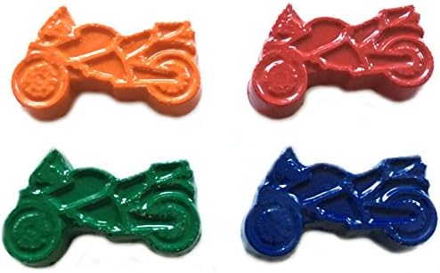 48 Motorcycle Crayons by MinifigFans™ - Birthday Party Favors - 12 Sets of 4 Crayons - Made in the USA from Crayola Crayons