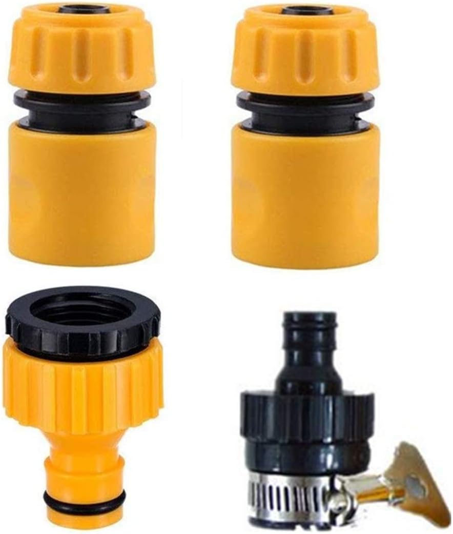 mciskin Hose Fitting Starter Set,Hose Tap Connector Kit for Watering,Car Washing,Washing Machine(1/2" Hose Pipe Quick Connector+Faucet Adapter)-4 Pack/Orange Yellow