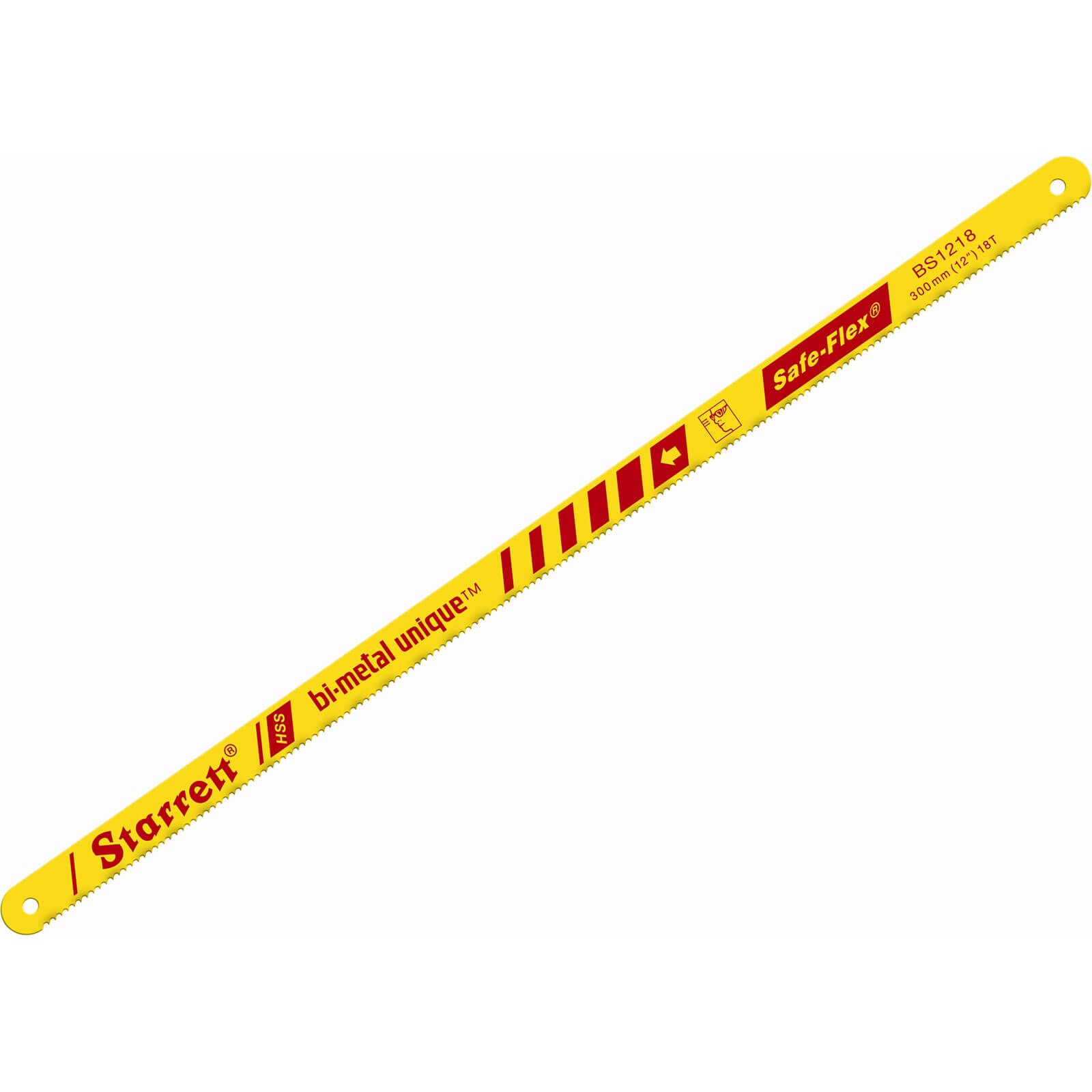 Starrett Bi-Metal Hacksaw Blades - KBS1218-2 Unique Safe-Flex HSS Hand Saw 300mm 18 TPI Cutting Edge - For Non-ferrous Metals, Stainless Steel, Pipes, Plastics - 2 Pack