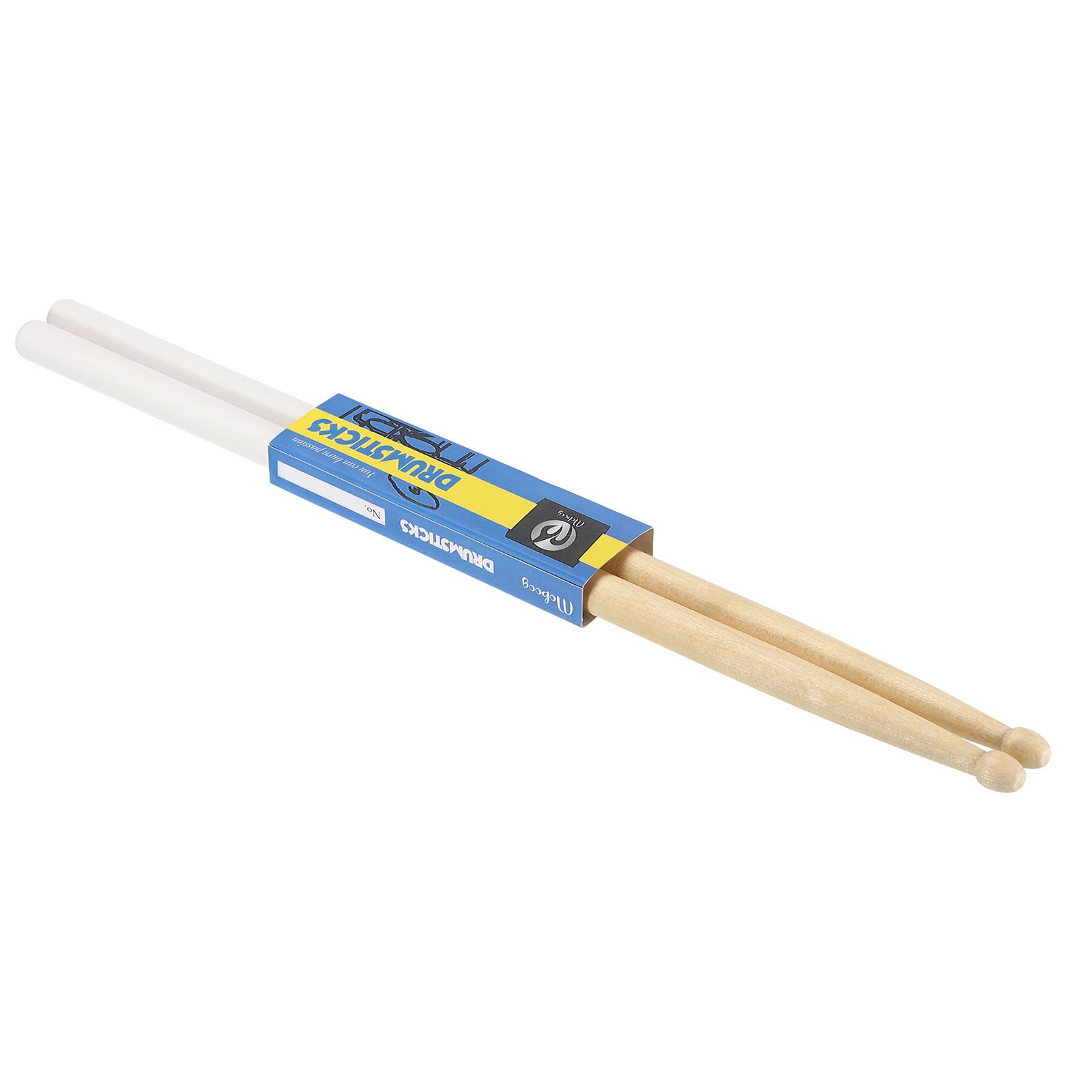 PATIKIL Maple Wood Drumstick Anti Slip Handle Grips Drum Stick Wrap 7A White 1 Pair for Drumming Musical Instrument Percussion