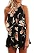 Seraih Women's Sexy Floral Print Strapless Jumpsuit Overlay Romper Jumpsuit (S, Black)