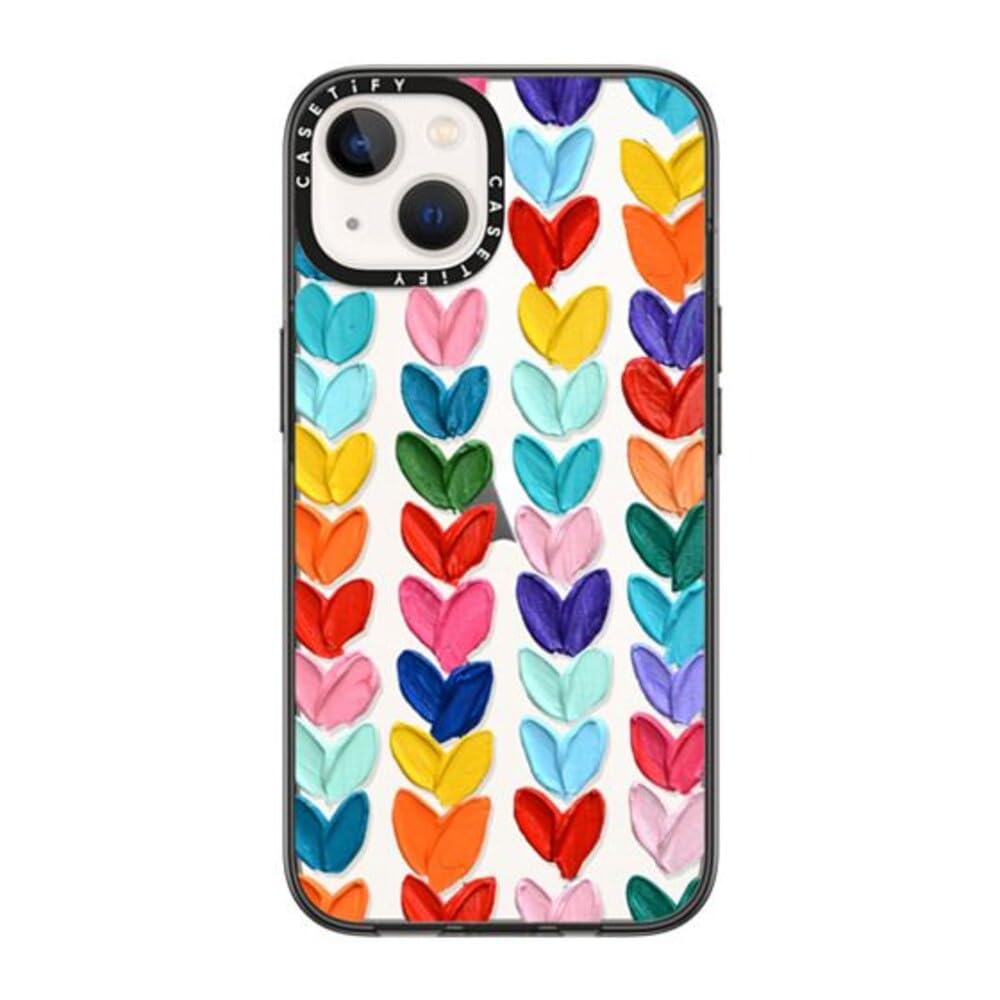 CASETiFY Compact iPhone 14 Case [2X Military Grade Drop Tested / 4ft Drop Protection] - Clear Polka Daub Hearts - Clear Black — image 1