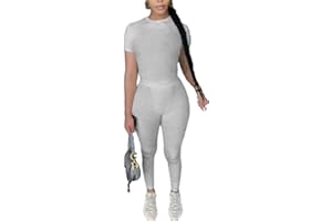 AYWA Two Piece Outfits for Women Fitted Crew Neck T-shirt High Waist Leggings Biker Shorts Matching Sets Streetwear