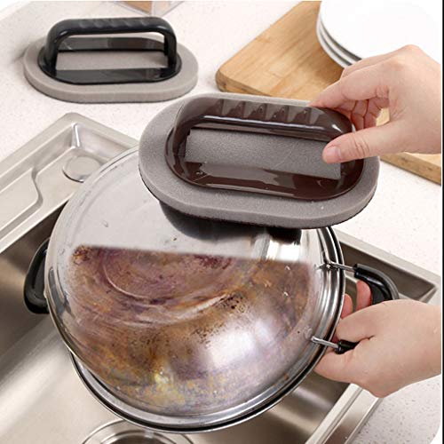 Uplord 2 Pcs Magic Emery Sponge Brush Eraser Cleaner Kitchen Rust Cleaning Tools,for Pan, Plate, Bathtub, Wall, Shower Tile, Sink and so on
