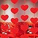OULII Valentines Day Red Heart Hanging String Garland Decorations Engagement Wedding Party