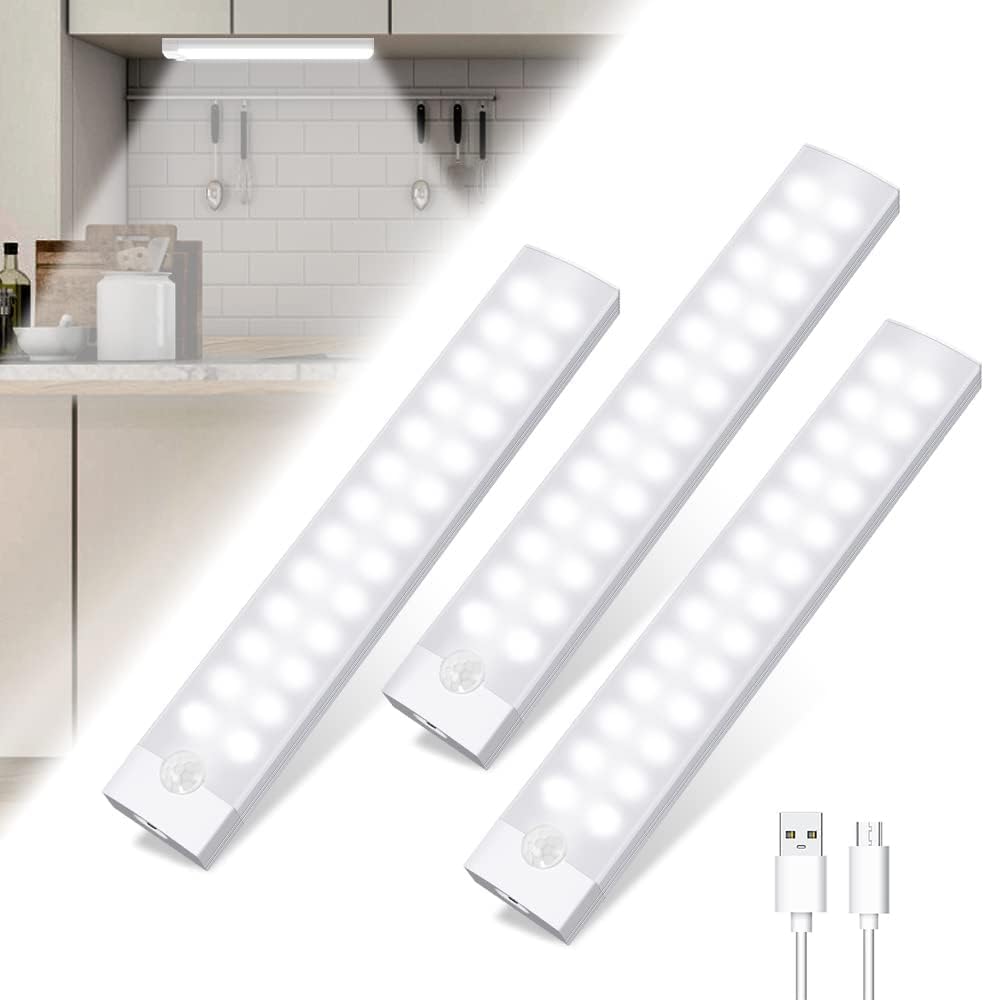 Tailcas Indoor Motion Detector Lamp USB Rechargeable Kitchen Lighting 3 Modes