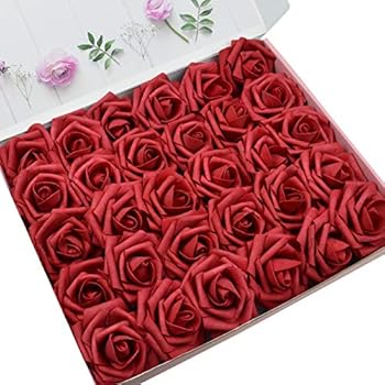 DerBlue 60pcs Artificial Roses Flowers Real Looking Fake Roses Artificial Foam Roses Decoration DIY for Wedding Bouquets Centerpieces,Arrangements Party Home Decorations