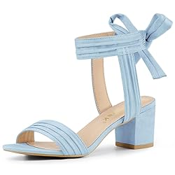 Allegra K Women's Open Toe Ankle Tie Back Sky Blue