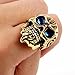 COPAUL Punk Jewelry 316L Stainless Steel Inlaid CZ Skull Biker Mens Ring,Gold Blue,Size 11
