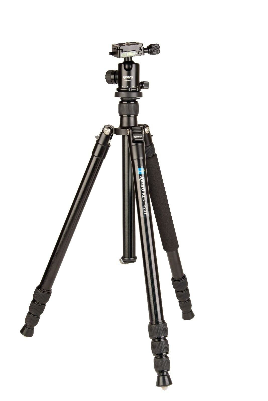 Kenro Karoo Small Travel Tripod Kit for Professional Photography and Film Aluminium Adjustable Height with Fluid Ball Head, Carry Case and Shoulder Strap - KENTR201