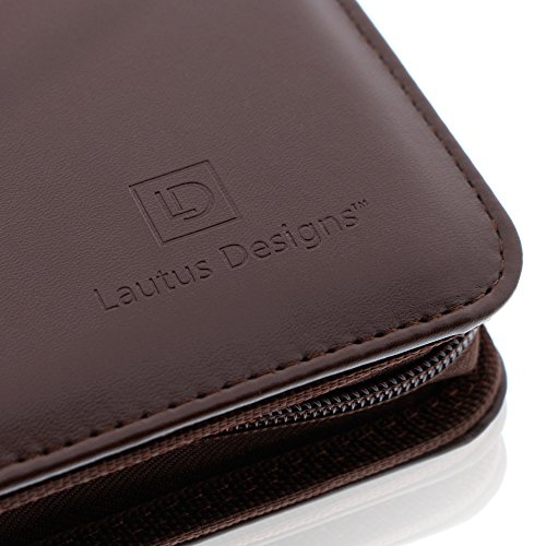Small Zippered Business Padfolio with Junior Legal Notepad - Dark Brown PU Leather Portfolio Binder & Organizer Folder with 8 Inch Tablet Sleeve by Lautus Designs