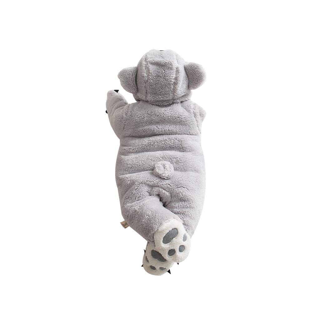mikistory Infant Romper Newborn Unisex Costume for Baby Newborn Outfit Hoodie Winter Baby Outfits Bodysuits Grey Koala 3-6Months