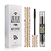 4D Silk Fiber Mascara with Contour Stick,Liquid Long Lasting Waterproof Mascara Black,Smudge Free Lengthening Eyelash For Hypoallergenic Sensitive Eyes,Highlighters Makeup