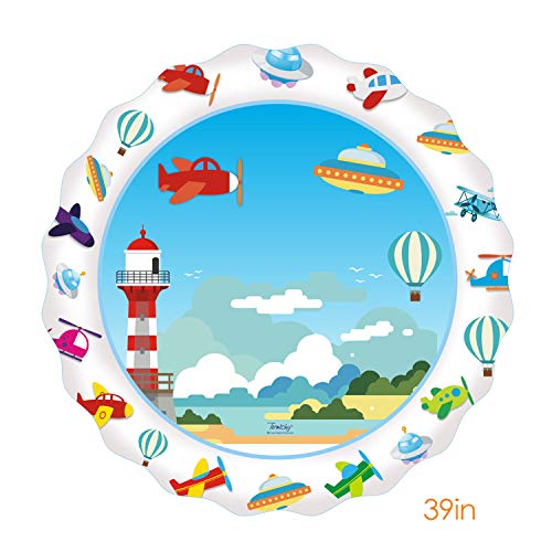 Termichy Splash Play Mat for Outdoor, Sprinkler Pad for Kids Child Water Fun (39") - Thumbnail 7