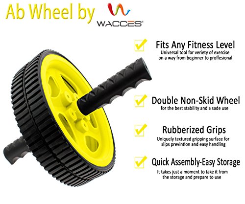 Wacces AB Roller Wheel Power - Exercise & Fitness Wheel With Easy Grip Handles Equipment For Core Training & Abdominal Workout At Home or Gym