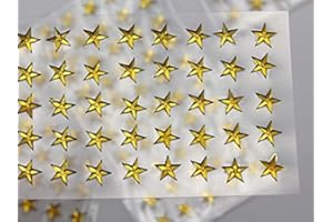 ALLSTARCO Star Self Adhesive Acrylic Rhinestones Plastic Face Gems Stick On Body Jewels for DIY Cards and Invitations Crafts Bling Sticker - 5 Sheets - 250PCS (8mm Gold Amber)