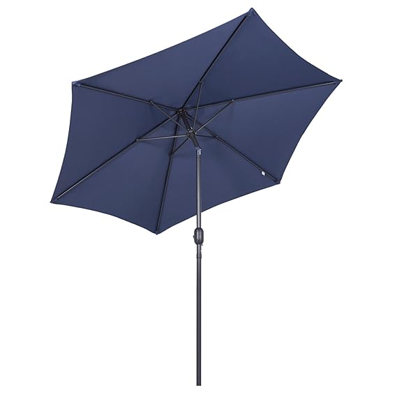Sekey ?2.7m Sonnenschirm Marktschirm Gartenschirm Terrassenschirm Rund Sonnenschutz UV50+, Blau