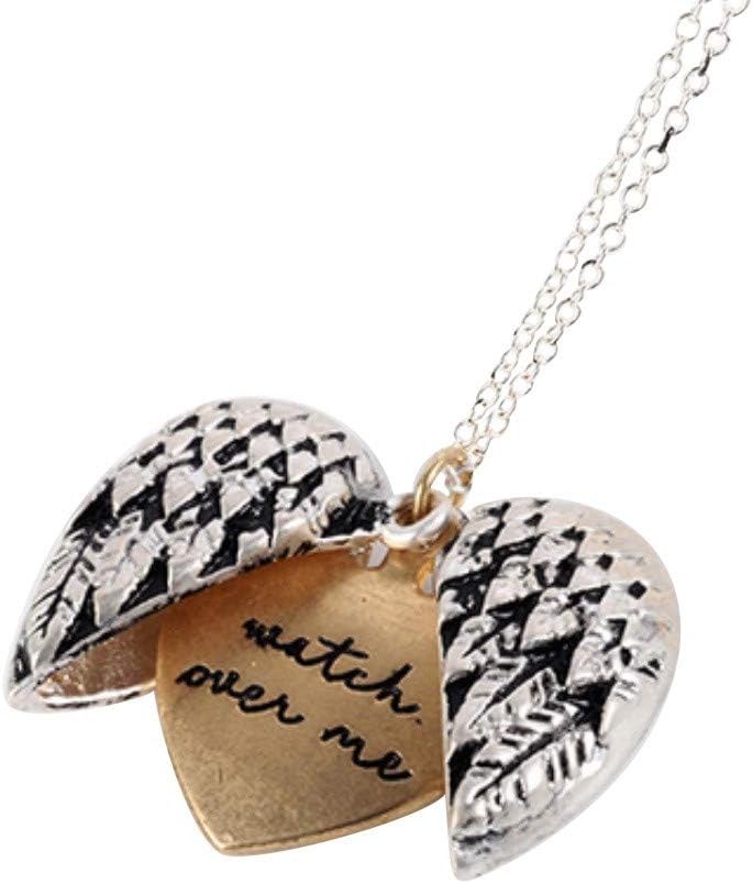 Heart Lockets Necklace Double Engraved Chains Necklace Letter Alloy Valentines-Day Pendant for Women Girls Birthday Gifts (A)
