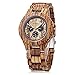 Bewell W116B Mens Wooden Watch with Date Day Luminous Hands Lightweight Retro Wrist Watch (Zebra Wood)