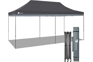 Kuznap 10x20 Canopy Tent Portable Pop Up Canopy Heavy Duty Outdoor Canopy with Wheeled Bag Bonus 6 Sandbags, 10 Stakes