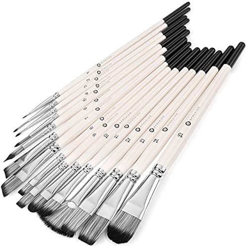 Inprexion Artist Paint Brush Starter Set 15 Piece Professional Artist Paint Brushes and 24