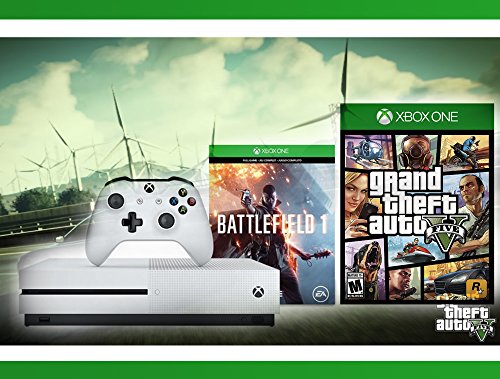 Xbox-One-S-500-GB-Battlefield-1-Console-Grand-Theft-Auto-V-WWE-2K16-Bundle-3-Items