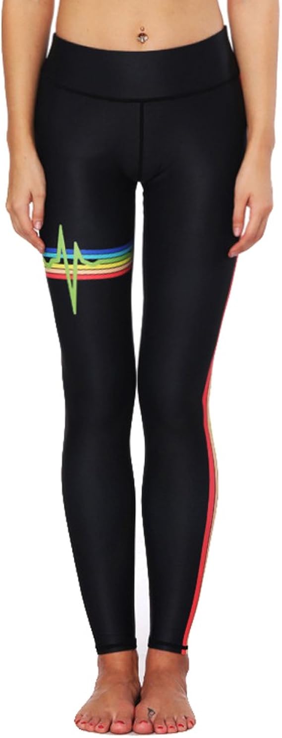 Zhuhaitfレディースヨガパンツスポーツレギンスレインボープリントタイトな自己栽培ハイウエストフィットネススウェットパンツ ロングパンツ 通販 Amazon