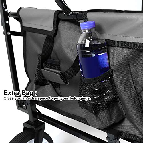 Flex HQ Collapsible Outdoor Utility Wagon Cart with Top Canopy Black with New and Improved Extra Padding